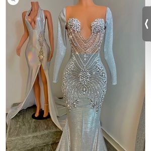 Silver sparkly prom dress